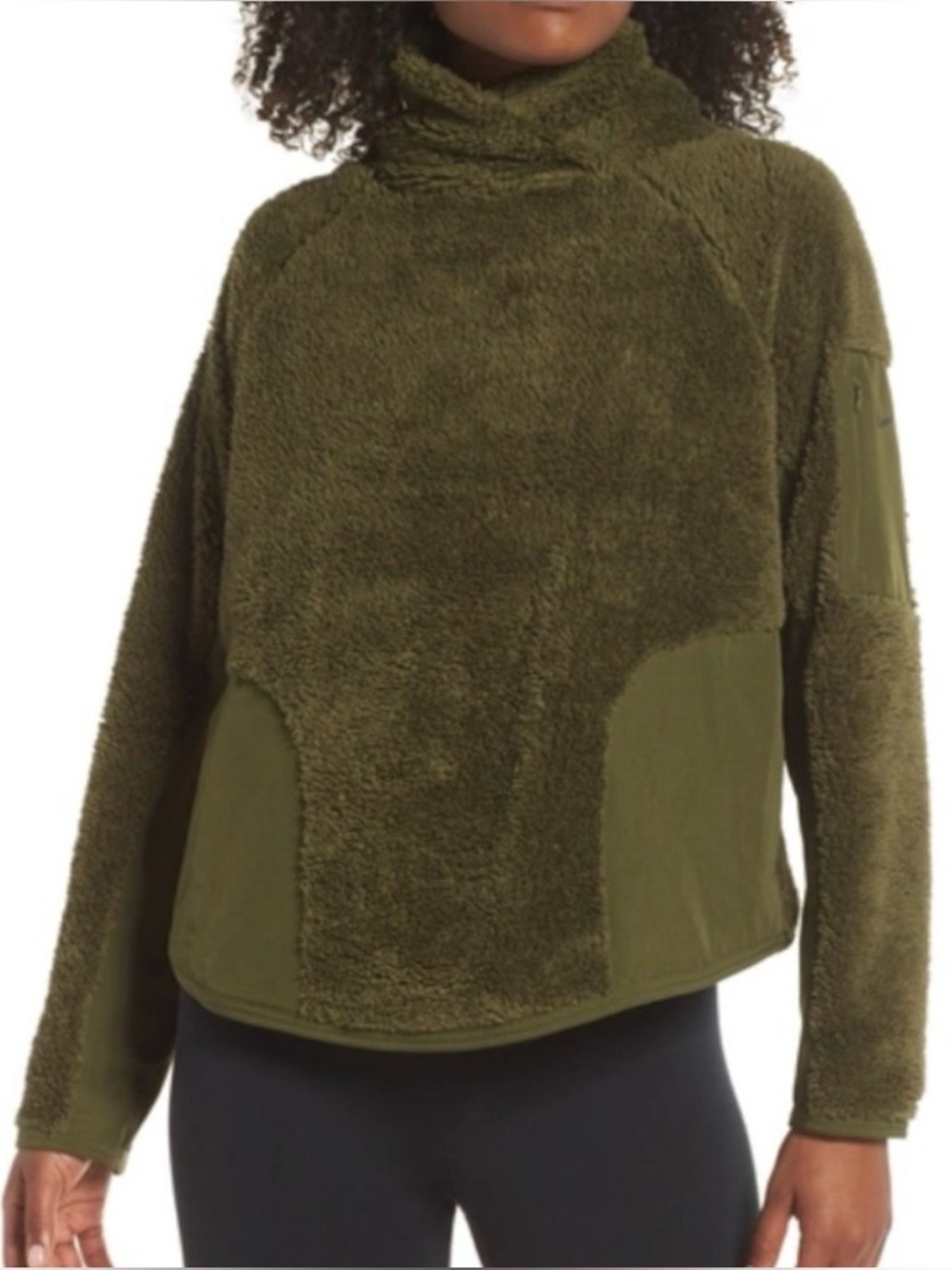 Nike Olive Green Fleece Jacket with Sherpa Texture